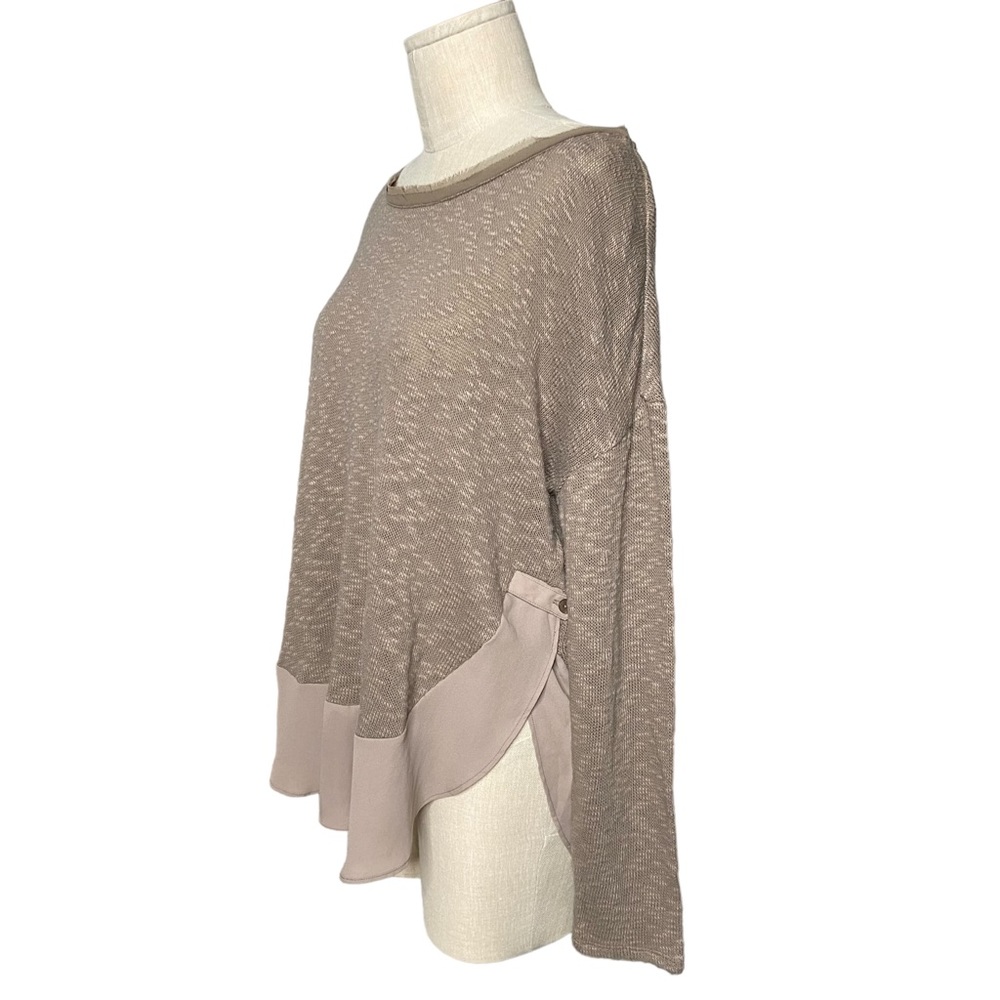 Deletta Anthropologie Neutral Long Sleeve Scoop Neck Taupe Sweater Top Large - Picture 5 of 13